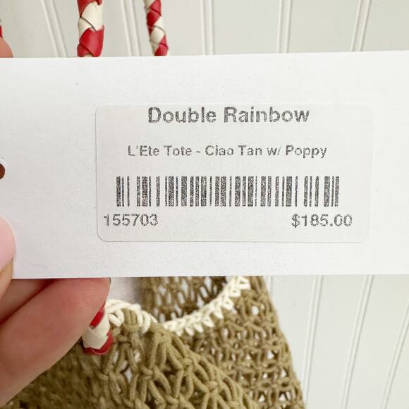 Clare V. L’Ete Ciao Crochet Tote Bag Tan Woven Summer Handbag Beach NWT - Picture 5 of 6